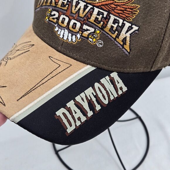Bike Week Daytona 2007 Hat Baseball Cap Trucker Brown Hook Loop Adjustable - Picture 4 of 8